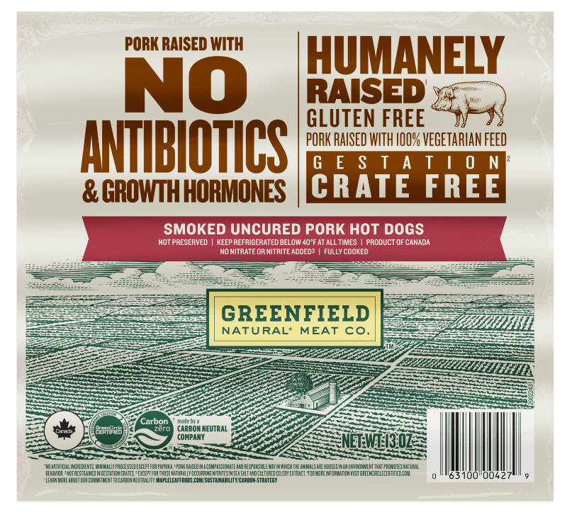 Greenfield Smoked Uncured Pork Hot Dogs 13oz