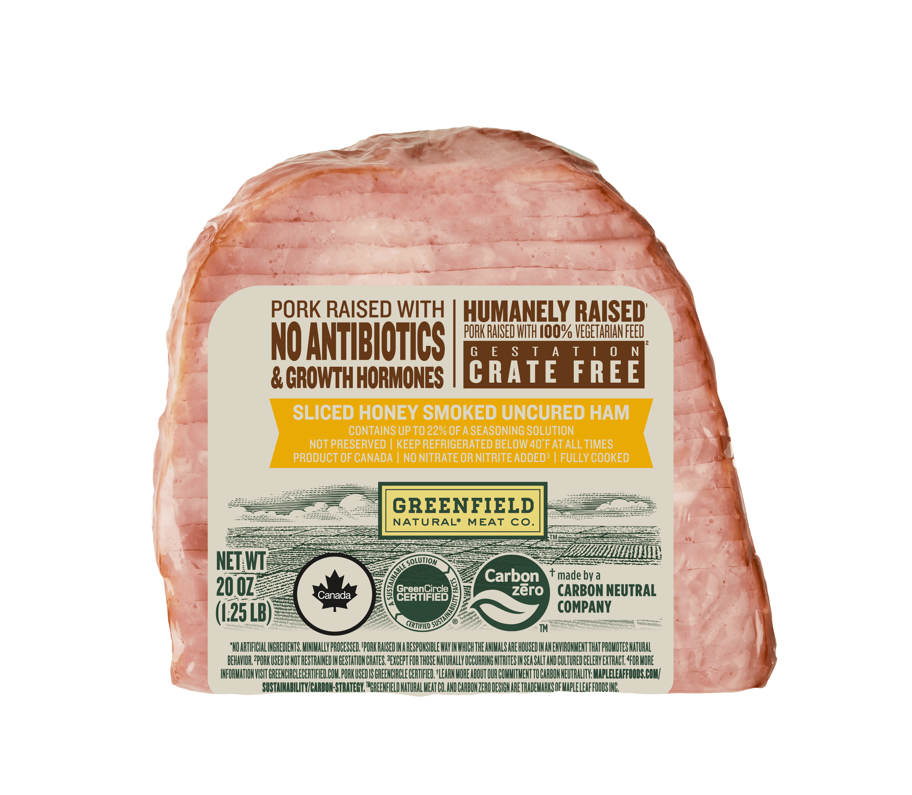 【ham】 Sliced Quarter Honey ham - Greenfield Natural Meat Co. ™